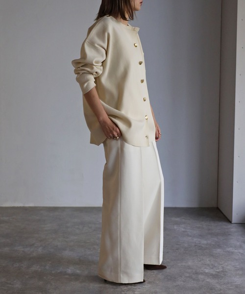 Bonjour Sagan(ボンジュールサガン)の「ダイバーニット金釦カーディガン(カーディガン/ボレロ・レディース・ブラウン/ブラック/アイボリー/ネイビー・FREE)」の6枚目の写真