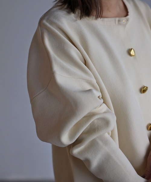 Bonjour Sagan(ボンジュールサガン)の「ダイバーニット金釦カーディガン(カーディガン/ボレロ・レディース・ブラウン/ブラック/アイボリー/ネイビー・FREE)」の10枚目の写真