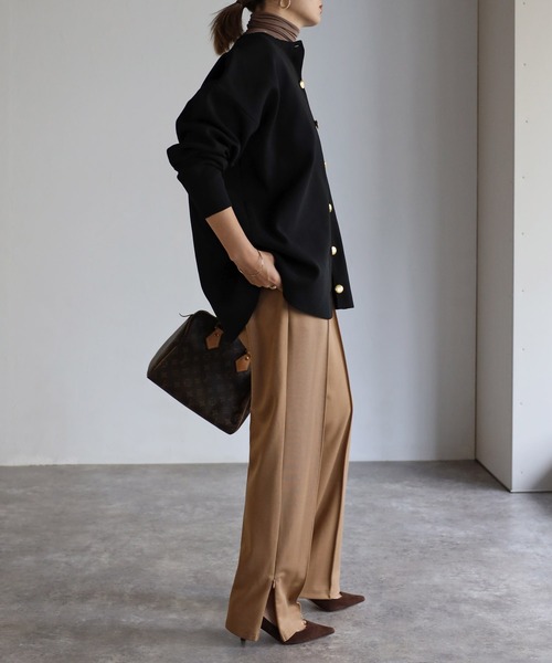 Bonjour Sagan(ボンジュールサガン)の「ダイバーニット金釦カーディガン(カーディガン/ボレロ・レディース・ブラウン/ブラック/アイボリー/ネイビー・FREE)」の14枚目の写真