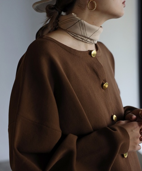 Bonjour Sagan(ボンジュールサガン)の「ダイバーニット金釦カーディガン(カーディガン/ボレロ・レディース・ブラウン/ブラック/アイボリー/ネイビー・FREE)」の22枚目の写真