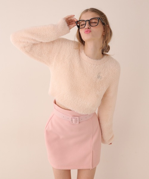 Seemi. byNICECLAUP（ シーミーバイナイスクラップ）の「【Seemi】Seemi.イニシャルフェザーニット（ニット/セーター・レディース・ピンク/ライトグレー/アイボリー・FREE）」の8枚目の写真