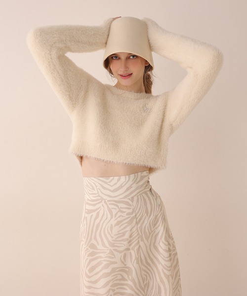 Seemi. byNICECLAUP（ シーミーバイナイスクラップ）の「【Seemi】Seemi.イニシャルフェザーニット（ニット/セーター・レディース・ピンク/ライトグレー/アイボリー・FREE）」の22枚目の写真