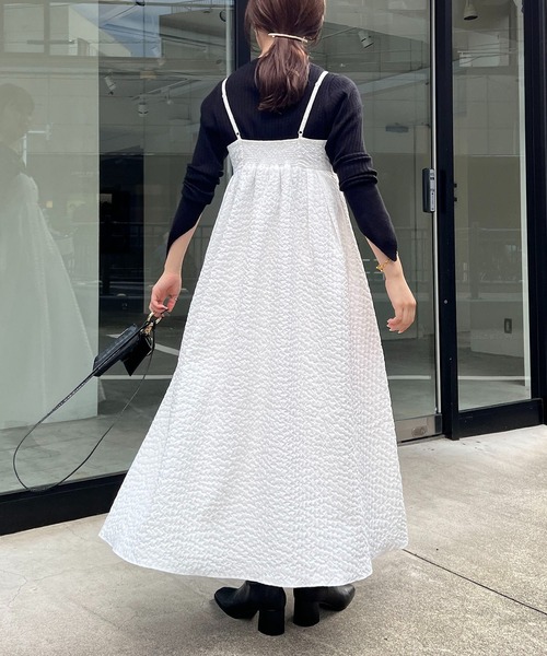 CAPRICIEUX LE'MAGE（カプリシューレマージュ）の「ビスチェ風キャミワンピース（ワンピース・レディース・ホワイト/ブラック・FREE）」の10枚目の写真