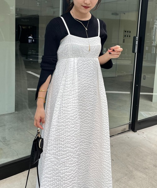 CAPRICIEUX LE'MAGE（カプリシューレマージュ）の「ビスチェ風キャミワンピース（ワンピース・レディース・ホワイト/ブラック・FREE）」の14枚目の写真