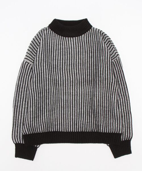 SOFFITTO（ソフィット）の「ストライプ柄プルオーバー【取り扱い店舗限定】（ニット/セーター・レディース・ブラック/オレンジ/ライトベージュ・M）」の2枚目の写真