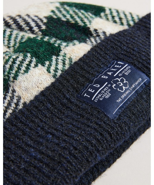 Ted Baker(テッドベーカー)の「LILTHER ハウスチェック ウール ハット(ニットキャップ/ビーニー・メンズ・ネイビー・O/S)」の3枚目の写真