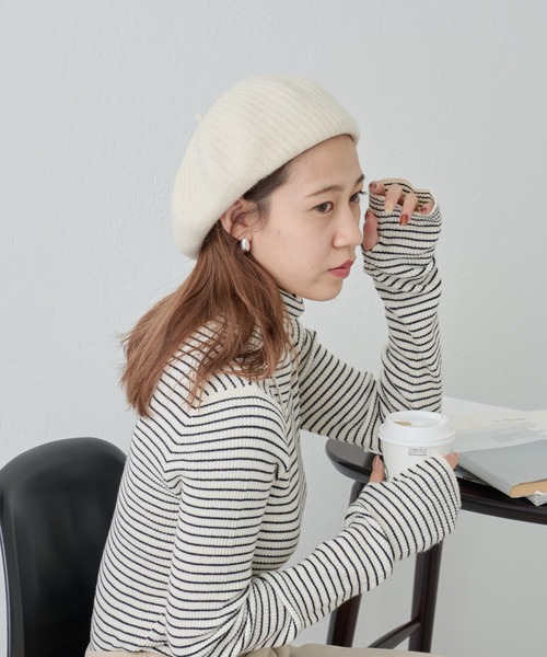 COLONY 2139（コロニートゥーワンスリーナイン）の「リブ編みベレー（ハンチング/ベレー帽・レディース・ブラック/ライトグレー/アイボリー・FREE）」の15枚目の写真