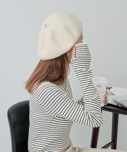 COLONY 2139（コロニートゥーワンスリーナイン）の「リブ編みベレー（ハンチング/ベレー帽・レディース・ブラック/ライトグレー/アイボリー・FREE）」の17枚目の写真