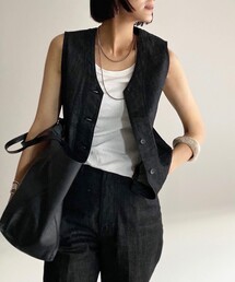 woadblue（ウォードブルー）の「エディター坪田あさみ × woadblue × Demi-Luxe BEAMS / 別注 デニム ジレ（ベスト）」