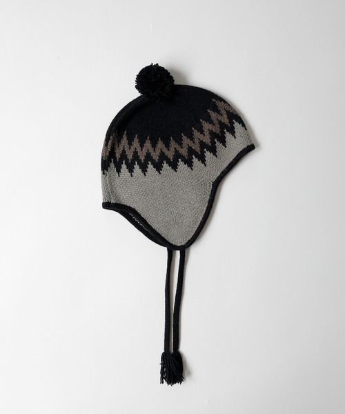 NUMBER (N)INE（ナンバーナイン）の「NUMBER (N)INE/ナンバーナイン ZIGZAG JACQUARD BEANIE/ジグザグ ジャガード ウール混 ニットキャップ ビーニー（ニットキャップ/ビーニー・メンズ・ブラック/ライトブラウン/カーキ・FREE）」の6枚目の写真