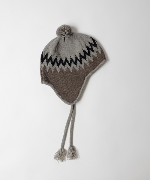 NUMBER (N)INE（ナンバーナイン）の「NUMBER (N)INE/ナンバーナイン ZIGZAG JACQUARD BEANIE/ジグザグ ジャガード ウール混 ニットキャップ ビーニー（ニットキャップ/ビーニー・メンズ・ブラック/ライトブラウン/カーキ・FREE）」の7枚目の写真