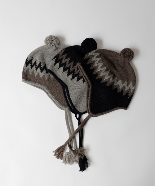 NUMBER (N)INE（ナンバーナイン）の「NUMBER (N)INE/ナンバーナイン ZIGZAG JACQUARD BEANIE/ジグザグ ジャガード ウール混 ニットキャップ ビーニー（ニットキャップ/ビーニー・メンズ・ブラック/ライトブラウン/カーキ・FREE）」の8枚目の写真