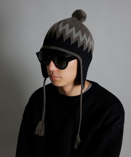 NUMBER (N)INE（ナンバーナイン）の「NUMBER (N)INE/ナンバーナイン ZIGZAG JACQUARD BEANIE/ジグザグ ジャガード ウール混 ニットキャップ ビーニー（ニットキャップ/ビーニー・メンズ・ブラック/ライトブラウン/カーキ・FREE）」の9枚目の写真