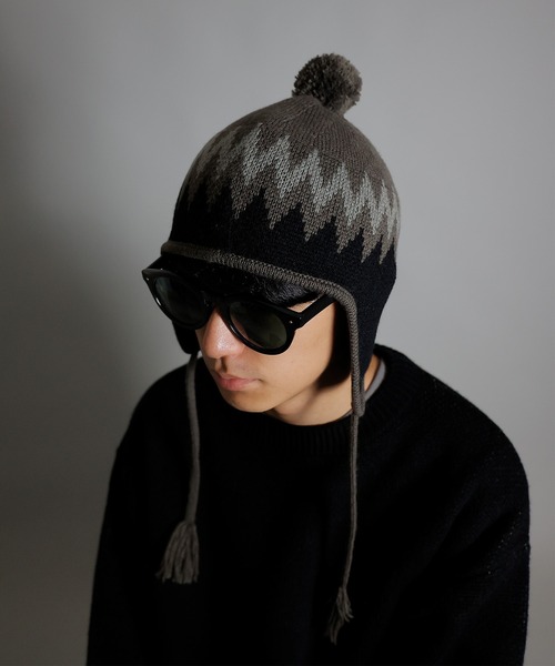 NUMBER (N)INE（ナンバーナイン）の「NUMBER (N)INE/ナンバーナイン ZIGZAG JACQUARD BEANIE/ジグザグ ジャガード ウール混 ニットキャップ ビーニー（ニットキャップ/ビーニー・メンズ・ブラック/ライトブラウン/カーキ・FREE）」の10枚目の写真