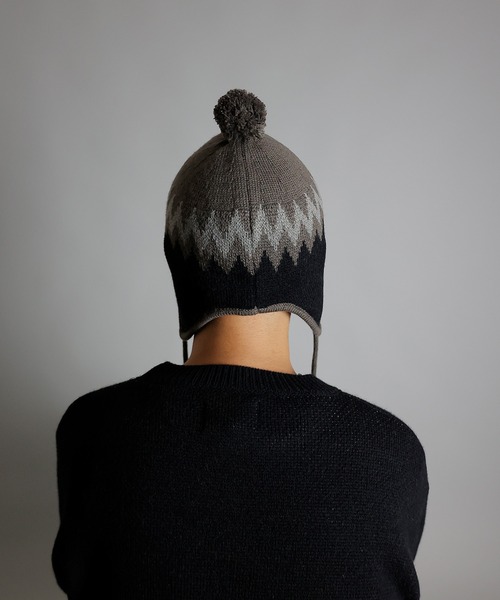 NUMBER (N)INE（ナンバーナイン）の「NUMBER (N)INE/ナンバーナイン ZIGZAG JACQUARD BEANIE/ジグザグ ジャガード ウール混 ニットキャップ ビーニー（ニットキャップ/ビーニー・メンズ・ブラック/ライトブラウン/カーキ・FREE）」の12枚目の写真