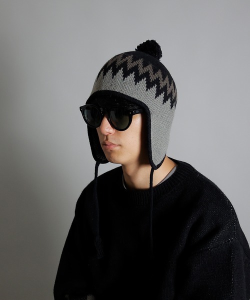 NUMBER (N)INE（ナンバーナイン）の「NUMBER (N)INE/ナンバーナイン ZIGZAG JACQUARD BEANIE/ジグザグ ジャガード ウール混 ニットキャップ ビーニー（ニットキャップ/ビーニー・メンズ・ブラック/ライトブラウン/カーキ・FREE）」の14枚目の写真