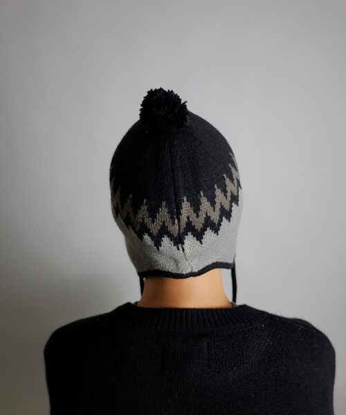 NUMBER (N)INE（ナンバーナイン）の「NUMBER (N)INE/ナンバーナイン ZIGZAG JACQUARD BEANIE/ジグザグ ジャガード ウール混 ニットキャップ ビーニー（ニットキャップ/ビーニー・メンズ・ブラック/ライトブラウン/カーキ・FREE）」の16枚目の写真