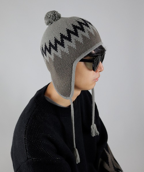 NUMBER (N)INE（ナンバーナイン）の「NUMBER (N)INE/ナンバーナイン ZIGZAG JACQUARD BEANIE/ジグザグ ジャガード ウール混 ニットキャップ ビーニー（ニットキャップ/ビーニー・メンズ・ブラック/ライトブラウン/カーキ・FREE）」の18枚目の写真