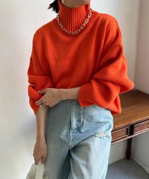DouDou | 【新色追加】【WEB限定】袖編地切替タートル(ニット/セーター)
