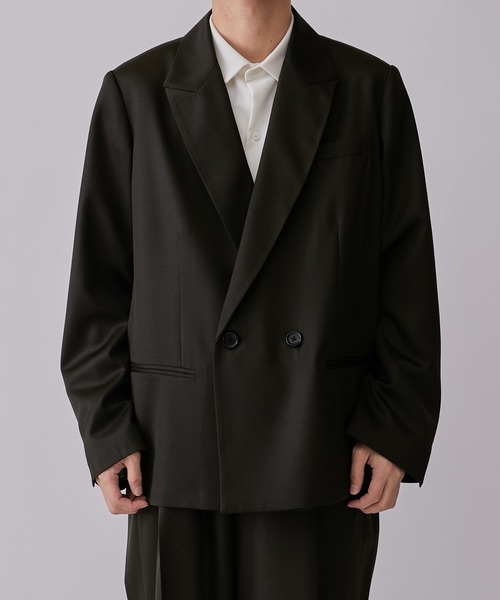 Lui's(ルイス)の「【2×2セットアップシリーズ】ベネシャンピークドラペルショートジャケット (セットアップ対応)(テーラードジャケット・メンズ・ブラック/ダークグリーン・M/S)」の22枚目の写真