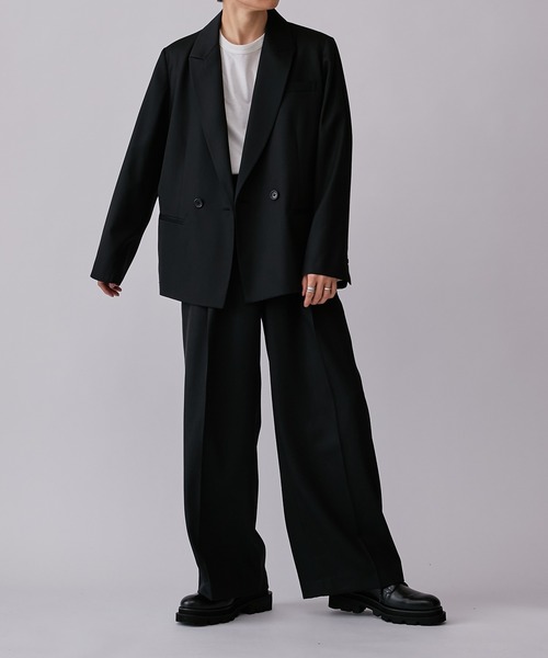 Lui's(ルイス)の「【2×2セットアップシリーズ】ベネシャンピークドラペルショートジャケット (セットアップ対応)(テーラードジャケット・メンズ・ブラック/ダークグリーン・M/S)」の6枚目の写真