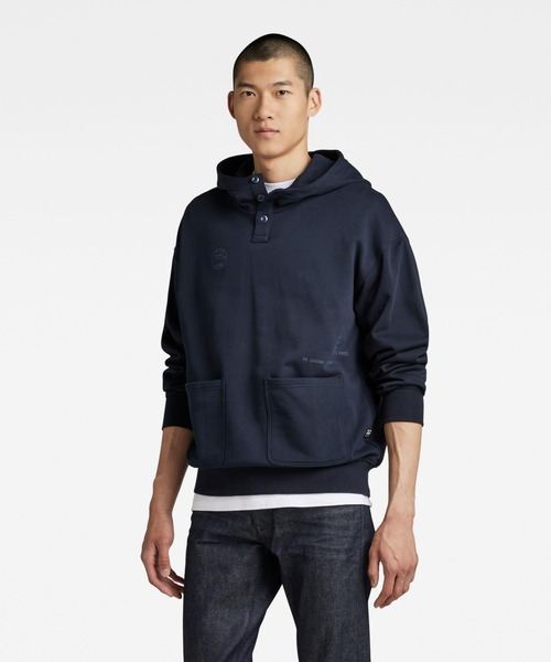 G-STAR（ジースター）の「IRREGULAR GRAPHICS POCKET LOOSE HOODIE/オーバーサイズパーカー/グラフィック（パーカー・メンズ・ダークブルー/グレー系その他・X-LARGE/LARGE/SMALL/MEDIUM/X-SMALL）」の8枚目の写真