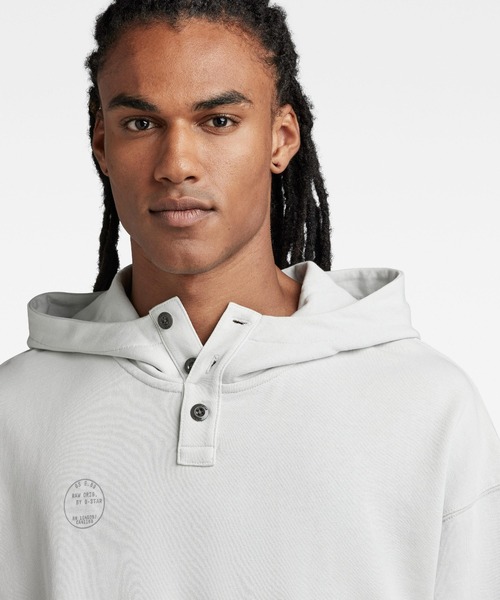 G-STAR（ジースター）の「IRREGULAR GRAPHICS POCKET LOOSE HOODIE/オーバーサイズパーカー/グラフィック（パーカー・メンズ・ダークブルー/グレー系その他・X-LARGE/LARGE/SMALL/MEDIUM/X-SMALL）」の5枚目の写真