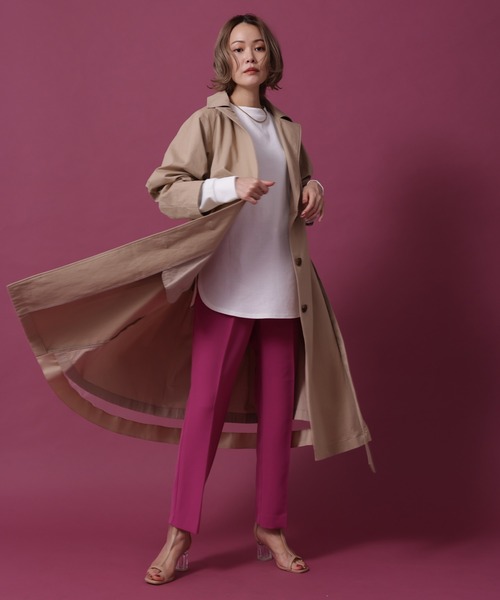 HERENCIA（ヘレンチア）の「バックチュール スプリング トレンチコート（トレンチコート・レディース・ベージュ/ブラック・MEDIUM）」の18枚目の写真