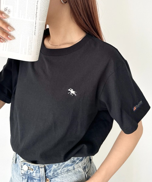 POLOCHAMPS(ポロチャンプス)の「【POLOCHAMPS/ポロチャンプス】 別注 ワンポイント刺繍 クルーネック半袖Tシャツ(Tシャツ/カットソー・レディース・ネイビー/ベージュ/ホワイト/ライトグレー/ブラック・FREE)」の22枚目の写真