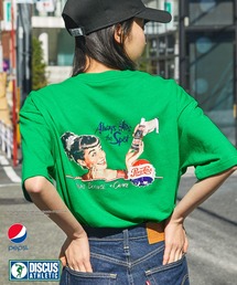 【DISCUS ATHLETIC×PEPSI】コラボ ナンバリングロゴ/バックプリント オーバーサイズ 半袖クルーネックTシャツ