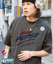【DISCUS ATHLETIC×PEPSI】コラボ ナンバリングロゴ/バックプリント オーバーサイズ 半袖クルーネックTシャツ