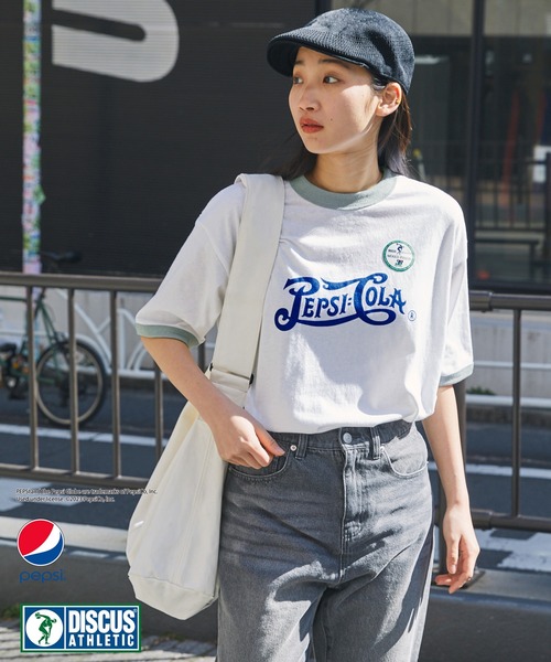 PEPSI(ペプシ)の「【DISCUS ATHLETIC×PEPSI】コラボ ナンバリングロゴ/バックプリント オーバーサイズ 半袖クルーネックTシャツ(Tシャツ/カットソー・メンズ・ホワイト系1/サックスブルー/イエロー/グリーン/ホワイト/ホワイト系/チャコール/ネイビー・M/L/XL)」の10枚目の写真