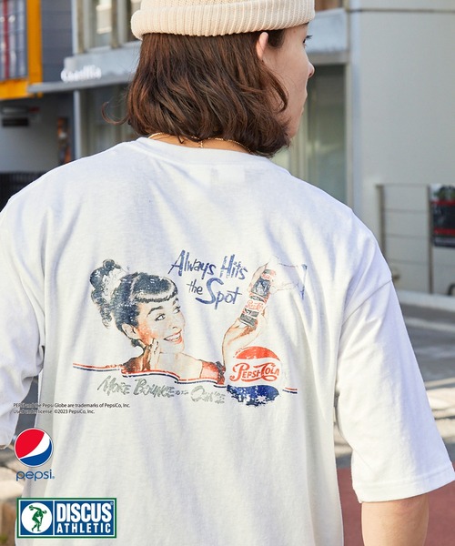 PEPSI(ペプシ)の「【DISCUS ATHLETIC×PEPSI】コラボ ナンバリングロゴ/バックプリント オーバーサイズ 半袖クルーネックTシャツ(Tシャツ/カットソー・メンズ・ホワイト系1/サックスブルー/イエロー/グリーン/ホワイト/ホワイト系/チャコール/ネイビー・M/L/XL)」の19枚目の写真