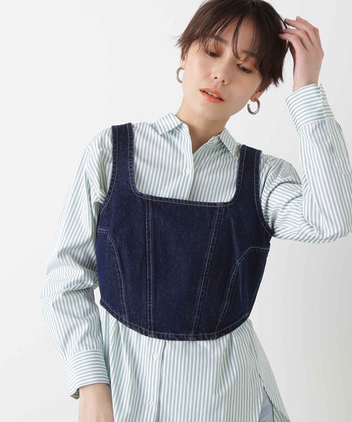 N.(N. Natural Beauty Basic)(エヌエヌナチュラルビューティーベーシック)の「◆デニムスクエアビスチェ(ベスト・レディース・ブラック/インディゴブルー・MEDIUM)」の1枚目の写真