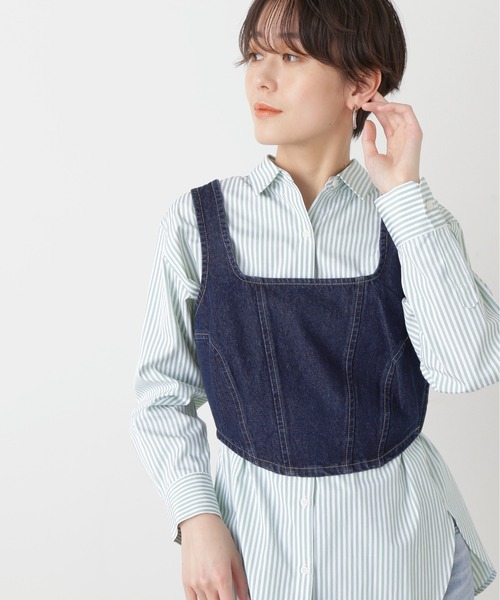 N.(N. Natural Beauty Basic)(エヌエヌナチュラルビューティーベーシック)の「◆デニムスクエアビスチェ(ベスト・レディース・ブラック/インディゴブルー・MEDIUM)」の6枚目の写真