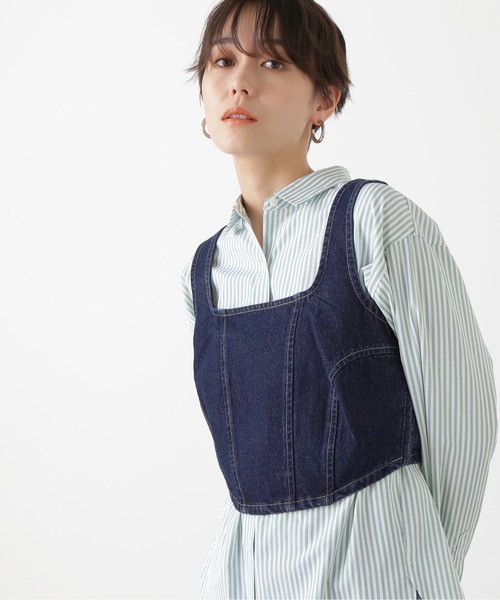 N.(N. Natural Beauty Basic)(エヌエヌナチュラルビューティーベーシック)の「◆デニムスクエアビスチェ(ベスト・レディース・ブラック/インディゴブルー・MEDIUM)」の9枚目の写真