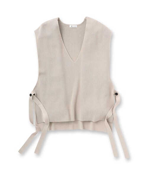 tk.TAKEO KIKUCHI(ティーケータケオキクチ)の「◆スリットネックニットベスト(ベスト・メンズ・ブラック/ライトベージュ・66/88)」の3枚目の写真