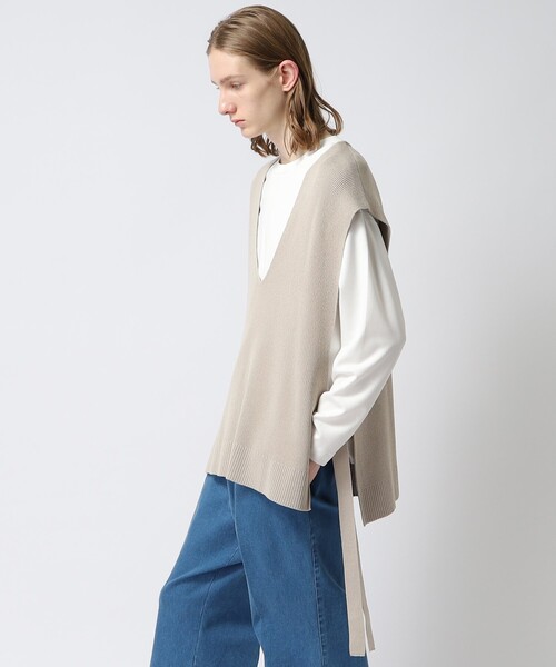 tk.TAKEO KIKUCHI(ティーケータケオキクチ)の「◆スリットネックニットベスト(ベスト・メンズ・ブラック/ライトベージュ・66/88)」の14枚目の写真