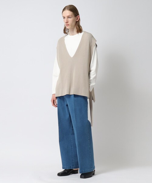 tk.TAKEO KIKUCHI(ティーケータケオキクチ)の「◆スリットネックニットベスト(ベスト・メンズ・ブラック/ライトベージュ・66/88)」の15枚目の写真