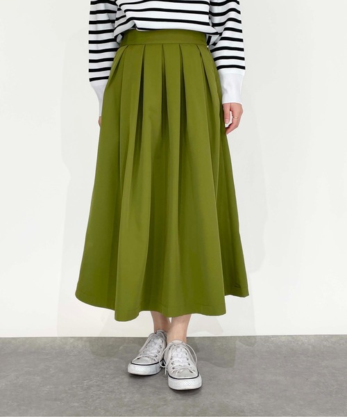 PICCIN(ピッチン)の「タックスカート(スカート・レディース・マスタード/ピンク/ブルー/オリーブ/ブラック/グレイッシュベージュ/レッド・M)」の3枚目の写真