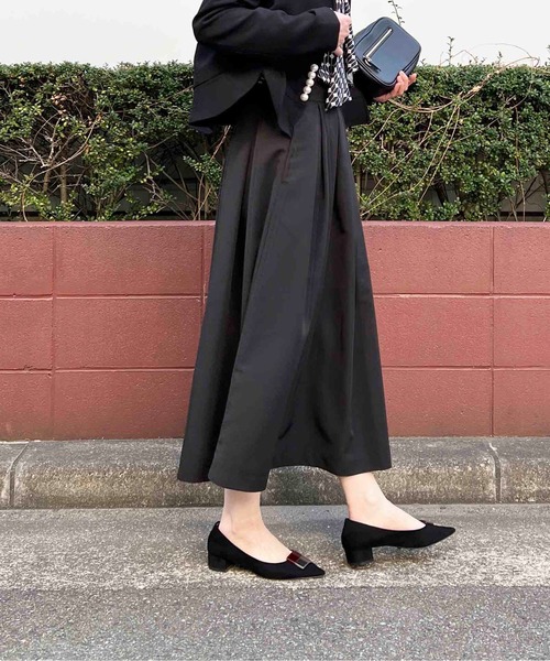 PICCIN(ピッチン)の「タックスカート(スカート・レディース・マスタード/ピンク/ブルー/オリーブ/ブラック/グレイッシュベージュ/レッド・M)」の8枚目の写真