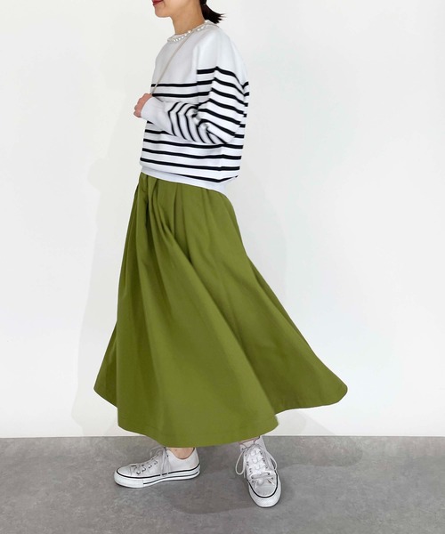 PICCIN(ピッチン)の「タックスカート(スカート・レディース・マスタード/ピンク/ブルー/オリーブ/ブラック/グレイッシュベージュ/レッド・M)」の20枚目の写真