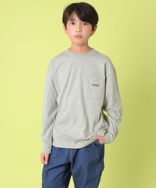 GLAZOS(グラソス)の「ポケット刺繍長袖Tシャツ(Tシャツ/カットソー・キッズ・チャコールグレー/ホワイト/グレー・140cm/150cm/170cm/160cm)」の3枚目の写真
