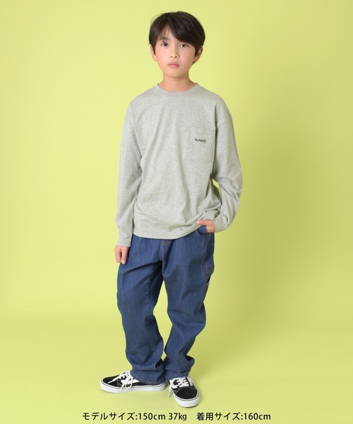 GLAZOS(グラソス)の「ポケット刺繍長袖Tシャツ(Tシャツ/カットソー・キッズ・チャコールグレー/ホワイト/グレー・140cm/150cm/170cm/160cm)」の6枚目の写真