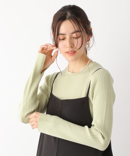LEPSIM（レプシィム）の「12ゲージ袖スリットリブニット　172931（ニット/セーター・レディース・オフホワイト/ライトグリーン/ネイビー・FREE）」の3枚目の写真