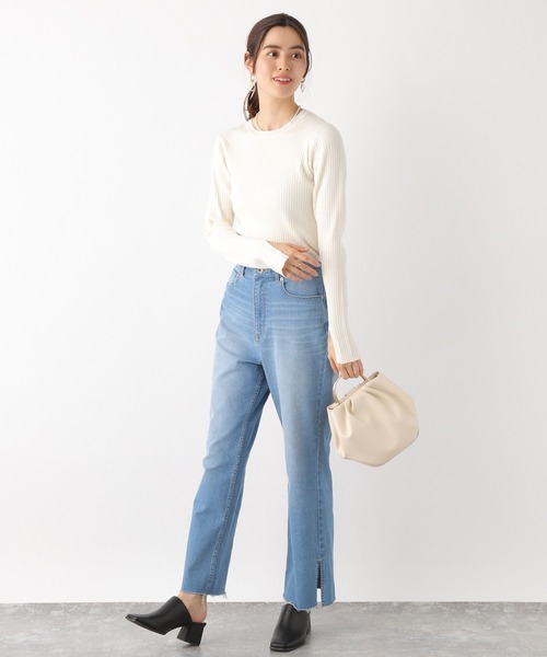 LEPSIM（レプシィム）の「12ゲージ袖スリットリブニット　172931（ニット/セーター・レディース・オフホワイト/ライトグリーン/ネイビー・FREE）」の8枚目の写真