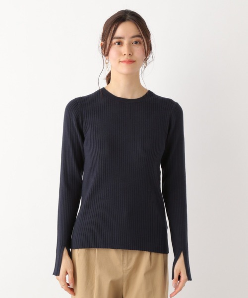 LEPSIM（レプシィム）の「12ゲージ袖スリットリブニット　172931（ニット/セーター・レディース・オフホワイト/ライトグリーン/ネイビー・FREE）」の12枚目の写真