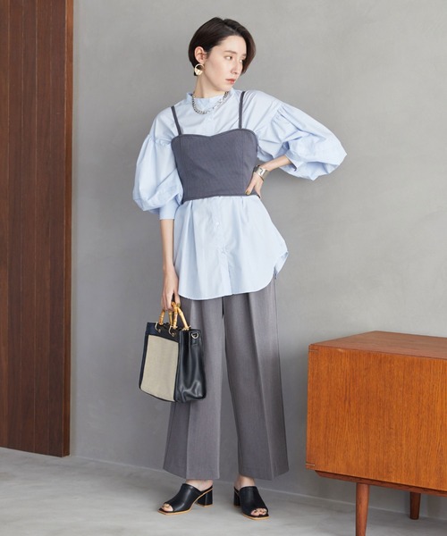 Doux archives（ドゥアルシーヴ）の「ビスチェセットランタンスリーブシャツ（シャツ/ブラウス・レディース・オフホワイト/ブルー/ベージュ・FREE）」の18枚目の写真