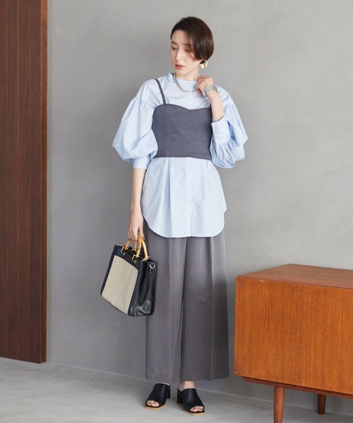 Doux archives（ドゥアルシーヴ）の「ビスチェセットランタンスリーブシャツ（シャツ/ブラウス・レディース・オフホワイト/ブルー/ベージュ・FREE）」の19枚目の写真