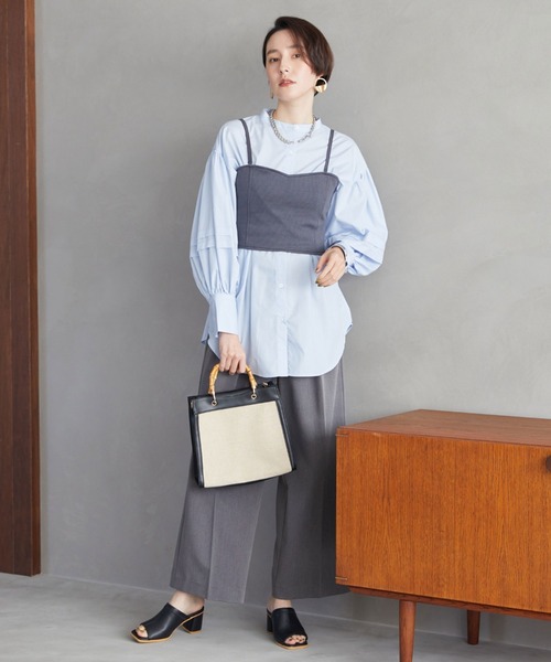 Doux archives（ドゥアルシーヴ）の「ビスチェセットランタンスリーブシャツ（シャツ/ブラウス・レディース・オフホワイト/ブルー/ベージュ・FREE）」の20枚目の写真